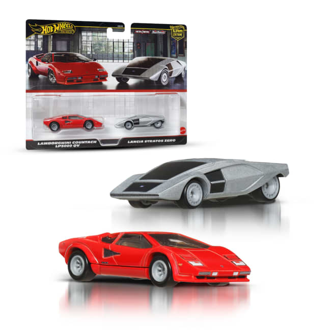 Hot Wheels Premium Kultowe auta Lamborghini/Lancia Samochody 2-pak 1:64 Zestaw 3+