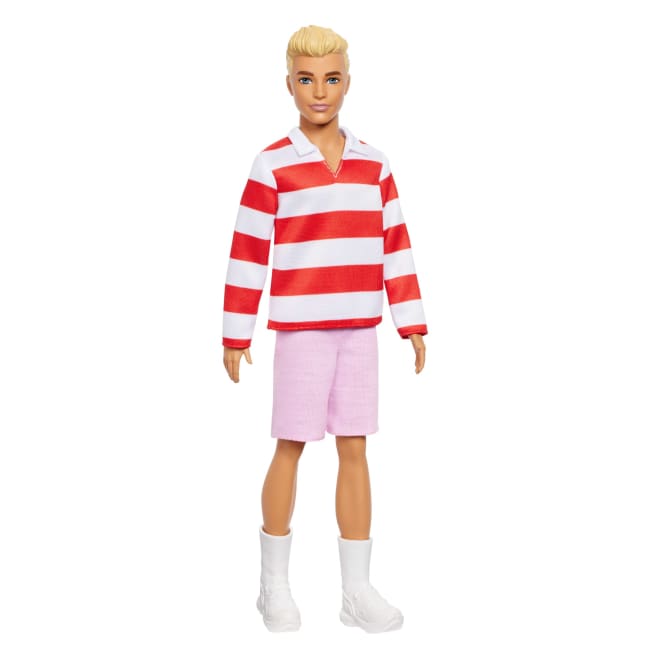 Barbie-Poupée Ken Fashionistas-Avec Haut À Rayures Rouges Et Short