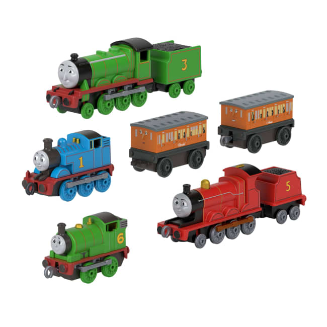 Thomas & Friends Multipack By Fisher-Price, 6 Toy Engines & 2 Cargo Cars [Walmart Exclusive]