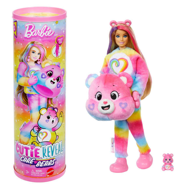 Barbie Cutie Reveal Care Bears Serie 2 Togetherness Bear Con 10 Sorprese, Bambola E Accessori