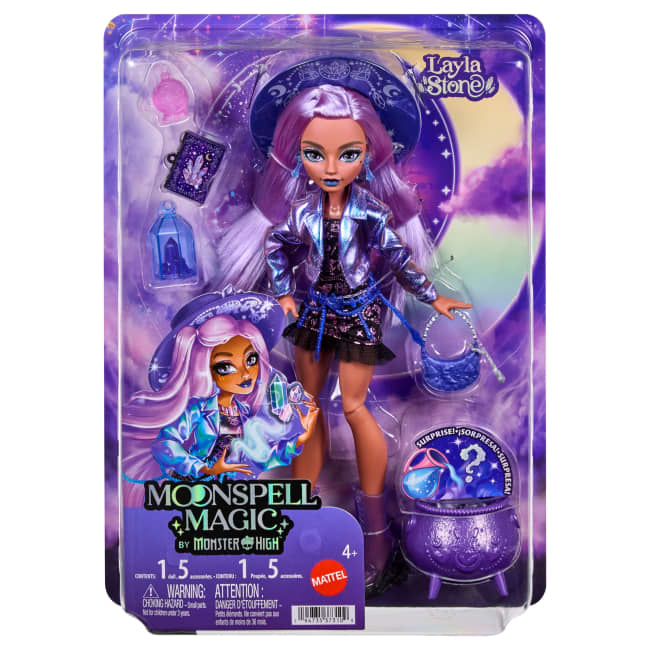 Moonspell Magic By Monster High Fashion Dolls, Witches With Cauldron Surprise And Accessories