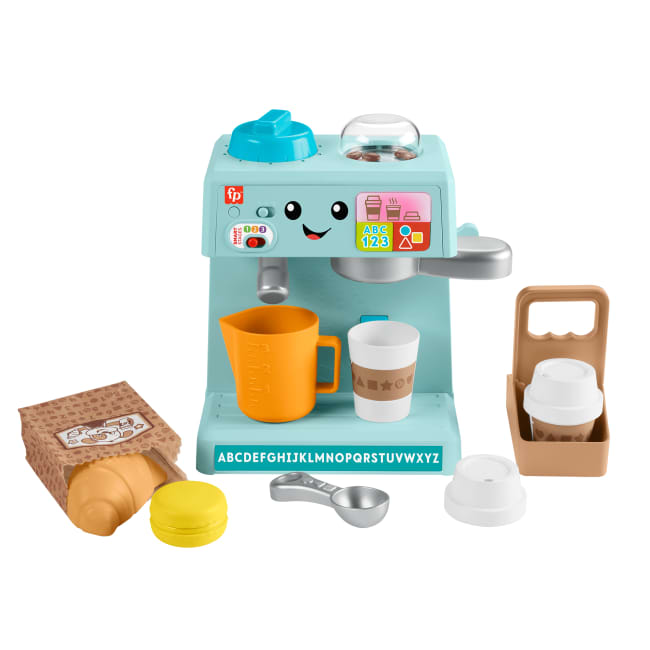 Fisher-Price Ridi E Impara La Mia Prima Macchinetta Del Caffè Giocattolo Elettronico Per Bambini, 10 Pezzi Da Gioco, Versione Multilingue