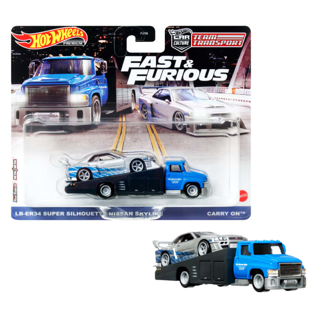Hot Wheels Team Transport Truck & Race Car, Gift For Racing Collectors