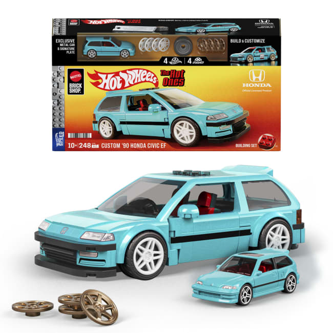 Conjunto De Construcción Del Custom '90 Honda Civic Ef De Hot Wheels De Mattel Brick Shop (248 Piezas) Para Coleccionistas