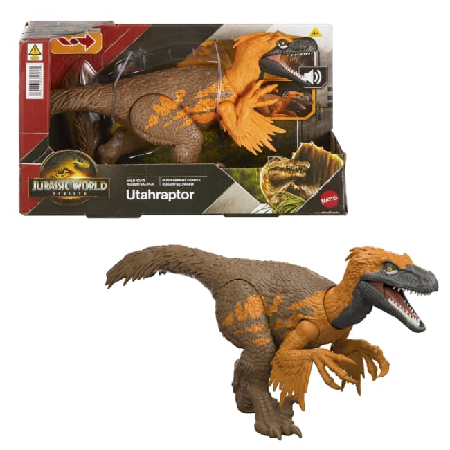 Juguete De Dinosaurio Utahrraptor Rugido Salvaje De Jurassic World: El Renacer, Mordiscos Y Sonido Controlados Con La Cola