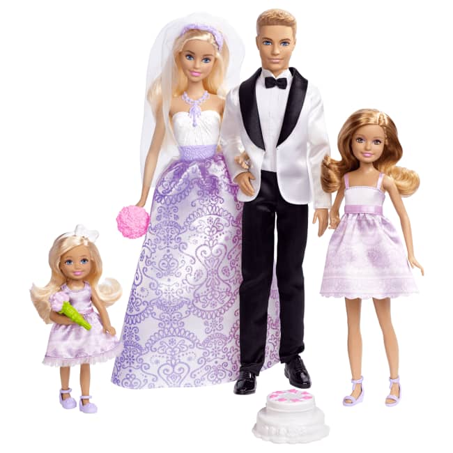 Boda Romántica De Barbie Con 4 Muñecos Y 5 Accesorios, Fiesta Nupcial Con Ramos De Flores Y Tarta