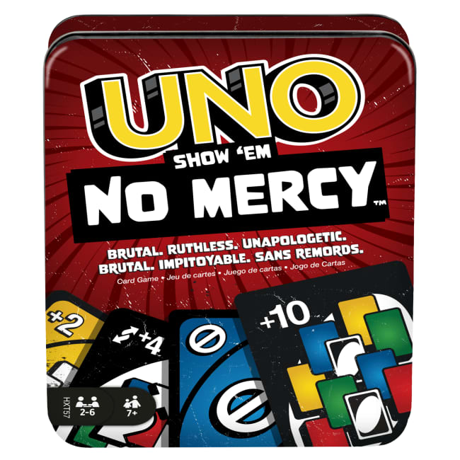 Juego De Cartas UNO Show’ Em No Mercy En Lata Para Almacenamiento Y Transporte, Para Niños, Niñas Y Adultos, Noches De Juegos En Familia Y Fiestas