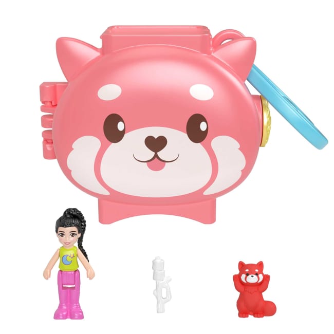 Polly Pocket Pet Connects Red Panda Compact Playset With Doll, Panda Figure & Accessory, Stackable