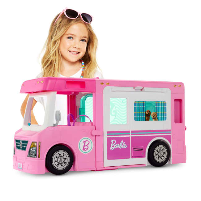 Barbie Caravana Para Acampar 3 En 1 Con Piscina, Camioneta, Barca Y 5  Accesorios (Mattel Ghl93)