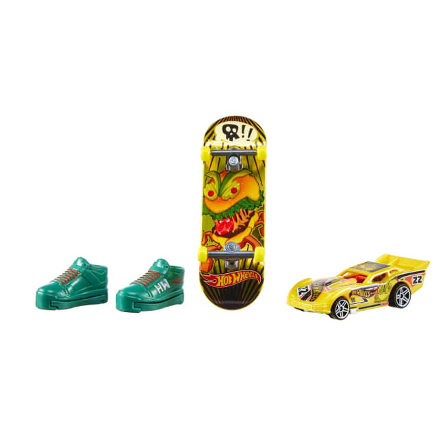 Pack De Coleccionista Hot Wheels Skate De Tony Hawk Con Una Tabla “Fingerboard”, Un Par De Zapatillas Para Montar En Monopatín Y Un Coche (Los Estilos Pueden Variar)