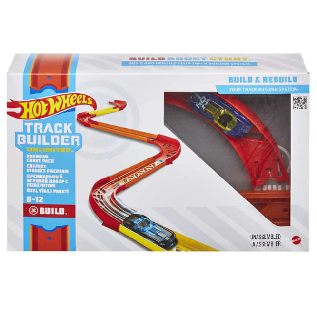 Hot Wheels - Coffret Virages Premium Track Builder - Circuit Petite Voiture - A Partir De 6 Ans