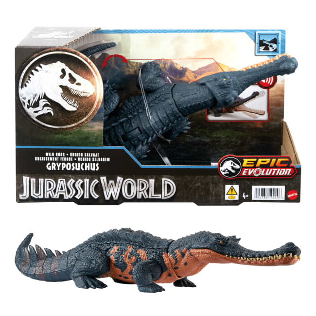 Jurassic World Wild Roar Gryposuchus Dinosaur Action Figure Toy With Attack & Sound