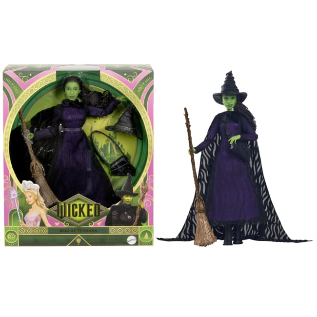 Mattel-Wicked-Poupée Elphaba Avec Cheveux Tressés Et Multiples Poses