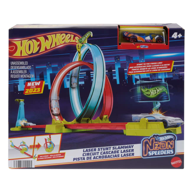 Hot Wheels Neon Yarışlar Çifte Çemberde Yarış Seti, 1 Hot Wheels Araba