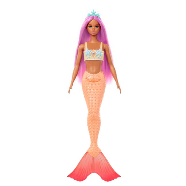 Barbie Sirena Con Capelli Rosa, Morbida Coda Arancione E Cerchietto