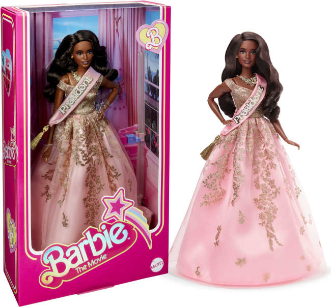 Barbie Le Film-Poupée Barbie Présidente En Robe Rose Et Dorée