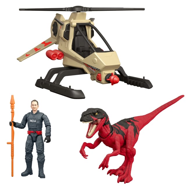 Pack Persecución En Helicóptero De La Colección Legacy Reimagined De Jurassic World Con Helicóptero, Atrocirráptor Y Piloto