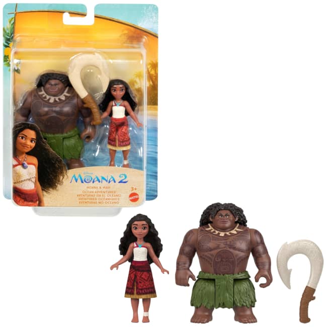 Pack De 2 Muñecos De Vaiana Y Maui De “Vaiana 2” De Disney, Conjunto De Muñecos Pequeños Y Accesorios