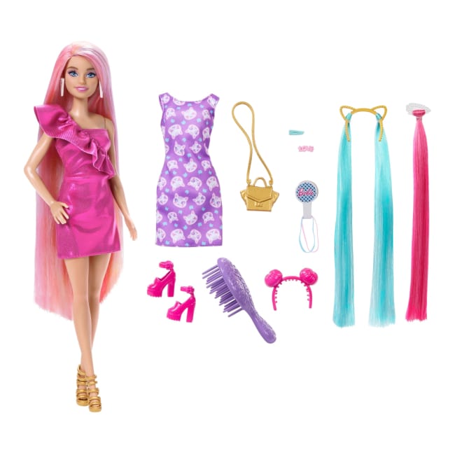 Muñeca De La Colección Totally Hair De Barbie Con Melena Rubia, Colorida Y Extralarga Y Accesorios De Peinado