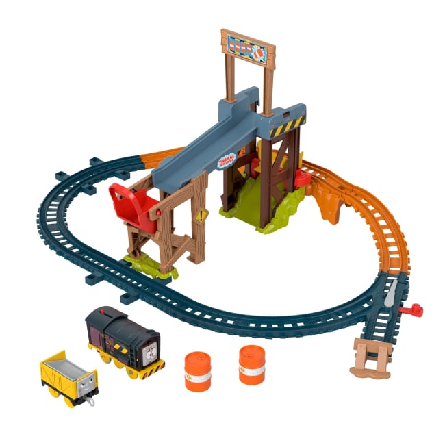 Thomas & Friends Diesel's Lift & Load Construction Set, Motorized Toy Train With Track & Cargo