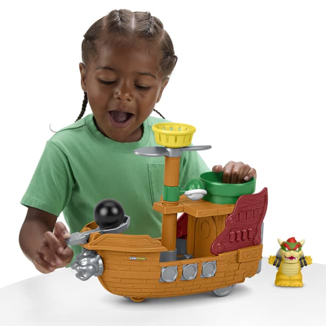 Fisher-Price Little People My Mario Bowser's Airship & Figure Set Toddler Toy