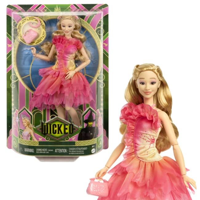 Mattel-Wicked-Glinda-Puppe mit Accessoires und abnehmbaren Outfits