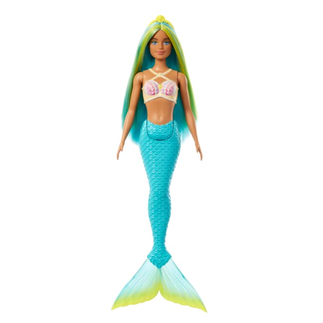 Barbie Sirena Con Capelli Blu E Gialli, Coda Turchese E Cerchietto