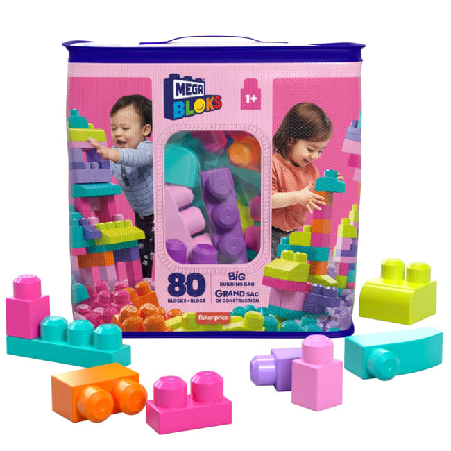 MEGA BLOKS First Builders Klocki 80 elementów Torba różowa