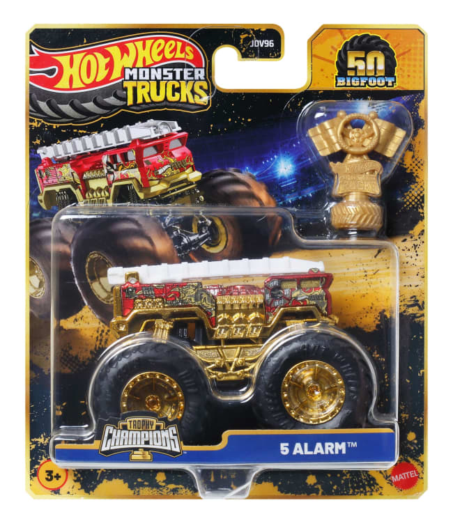 Hot Wheels Monster Trucks Bigfoot Trophy Şampiyonları Tekli Arabalar 1:64 Ölçekli Üst Düzey Metal Araç Ve Kupa (Stiller Çeşitlilik Gösterebilir)