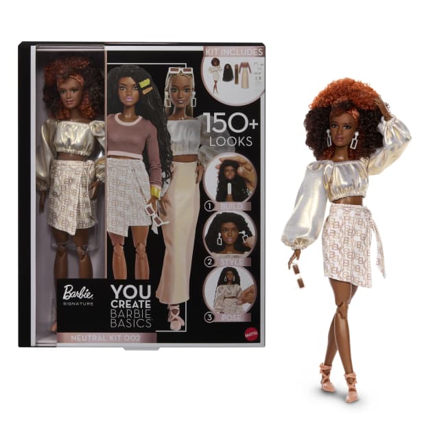 Barbie You Create Barbie Basics Neutral Kit 002, lalka modowa z możliwością personalizacji i ubraniami o uniwersalnym rozmiarze