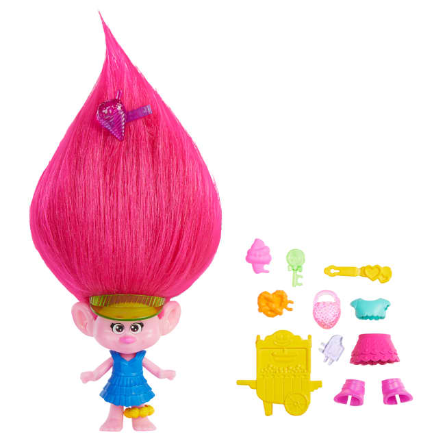Dreamworks Trolls Fun Fair Surprise Hairtastic Surprize Queen Poppy Small Doll
