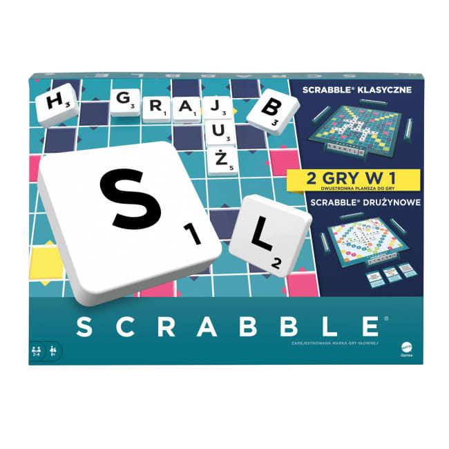 Scrabble Rodzinna gra 2 w 1 Klasyczne i drużynowe