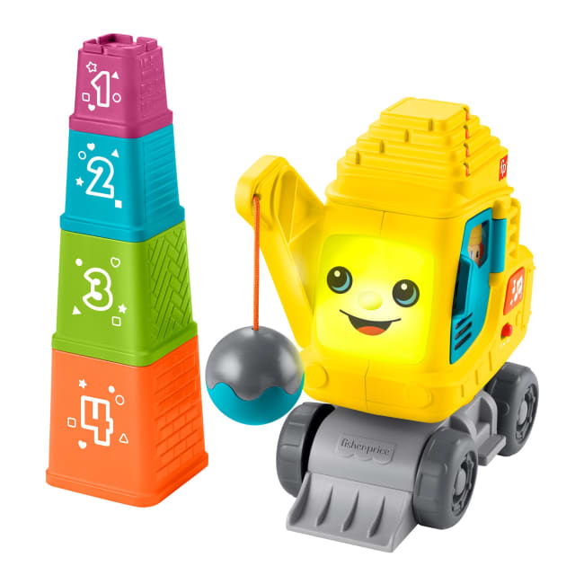 Fisher-Price Wesoły dźwig „Układaj i licz” Zabawka edukacyjna (Wersja wielojęzyczna z polskim)