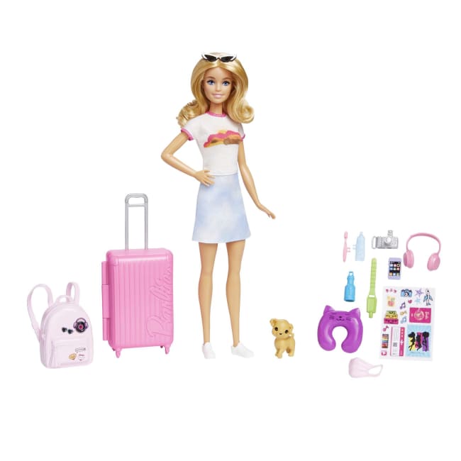 Barbie Reise-Puppe (Blond), Anziehpuppe Mit Hund & Urlaubs-Zubehör