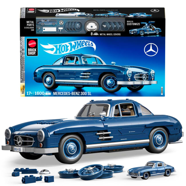Mattel Brick Shop Hot Wheels Mercedes-Benz 300 Sl Bouwspeelgoedkit (1600 Stuks), Voor Verzamelaars