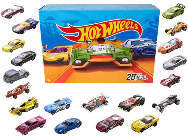 Hot Wheels Set Of 20 1:64 Scale Toy Trucks And Cars For Kids & Collectors