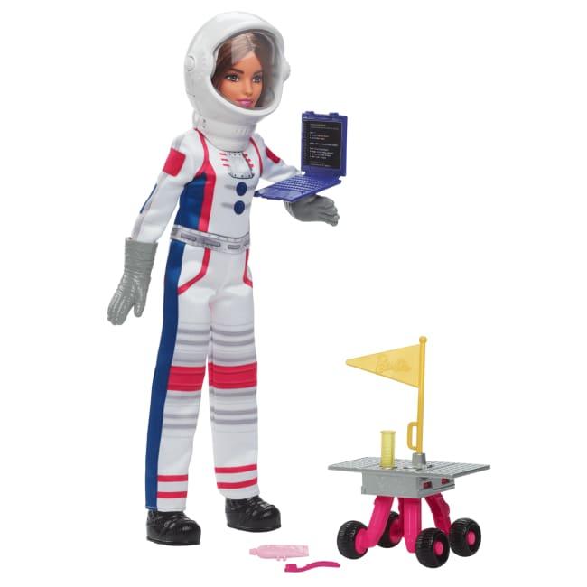 Muñeca Astronauta Barbie 65. Aniversario Profesiones Y 10 Accesorios, Incluido Un Rover Que Rueda Y Un Casco Espacial