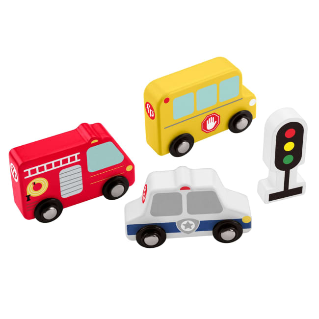 Fisher-Price Houten Voertuigen, Duwspeelgoed Voor Fantasiespel, 4 Houten Onderdelen, Voor Peuters En Kleuters