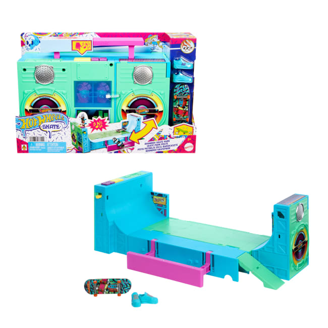 Hot Wheels Skate Gettoblaster Skatepark, Speelset Met 1 Exclusief Vingerboard En Skateschoenen