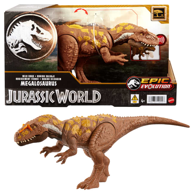 Jurassic World Wild Roar Dinosaur, MEGAlosaurus Action Figure Toy With Sound