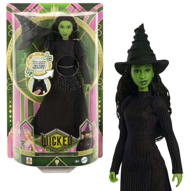 Mattel-Wicked-Elphaba-Singpuppe mit Kleidung und Accessoires