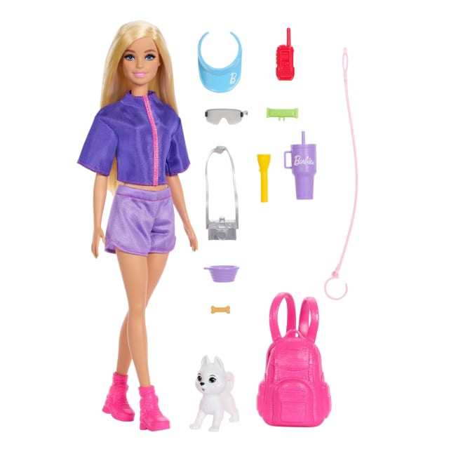 Barbie “Malibu” Outdoor Adventures Fashion Doll With 10+ Camping-Themed Accessories including Pet