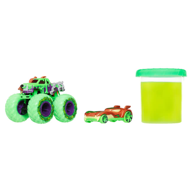 Hot Wheels Monster Trucks Mutant Chaos Toy Truck, Die-Cast Car & 4 Oz. Of Slime