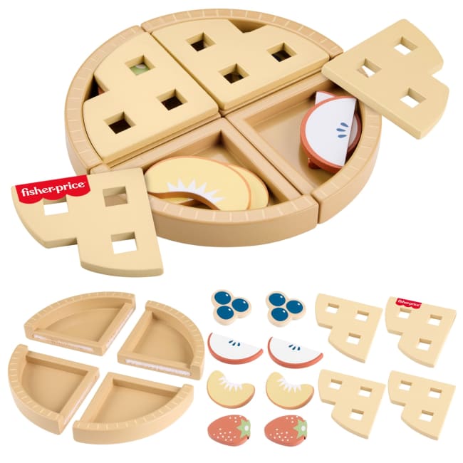 Fisher-Price Tiny Garden Wooden Fruit Pie, Pretend Food Puzzle Set For Kids, 16 Wood Pieces