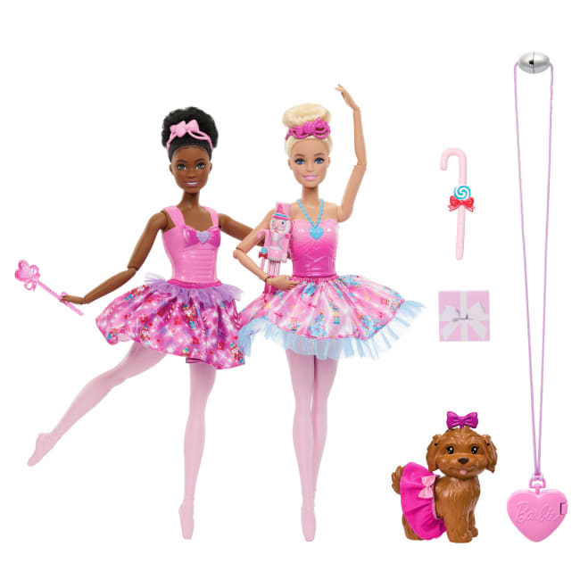 Barbie in The Nutcracker 2 Ballerina Dolls in Tutus, Puppy, Heart Necklace & Accessories