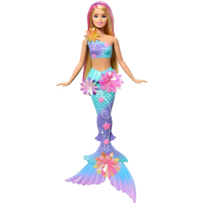 Barbie Fantasia Boneca Sereia com Transformação de Flor Cabelo Rosa