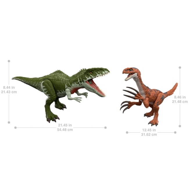 Jurassic World 2-Pack Of Dinosaur Figures Giganotosaurus & Therizinosaurus, Attack Actions