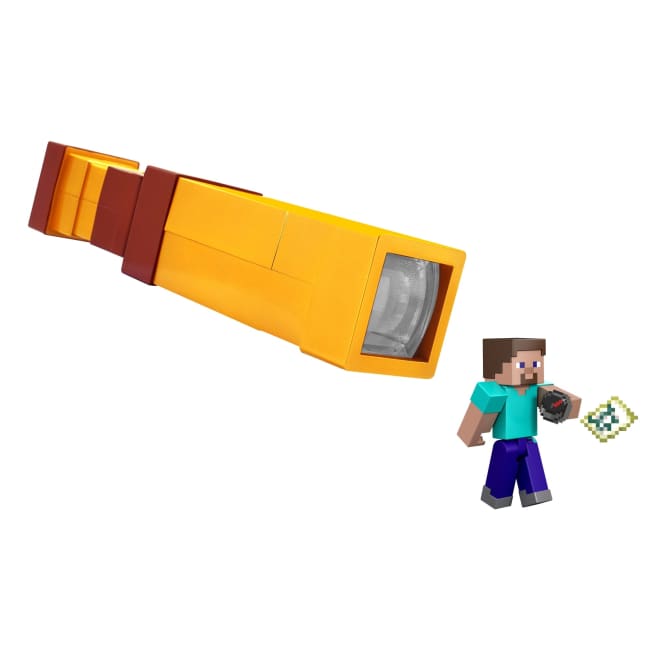 Minecraft Pixel Spyglass & Steve Action Figure Set, Kid-Sized Pixelated Role-Play Viewer