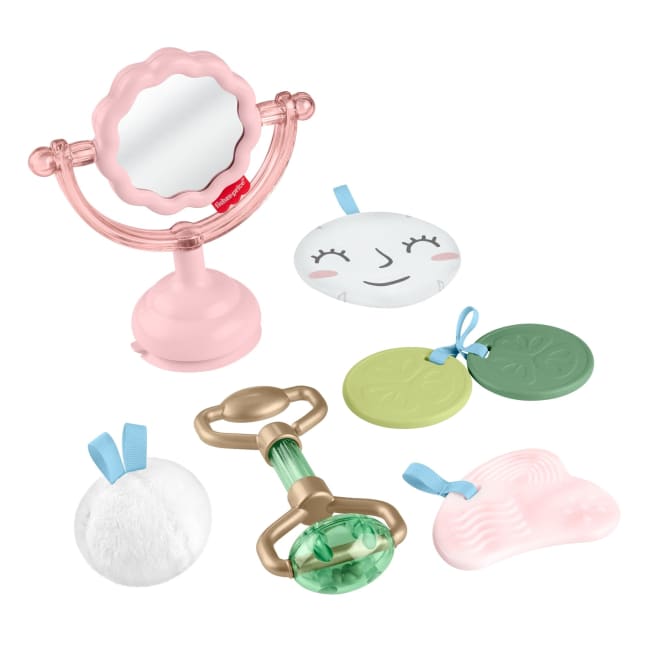 Fisher-Price Mini Me Moments Self-Care Sensory Set, 6-Piece Baby Rattle & Teether Toys