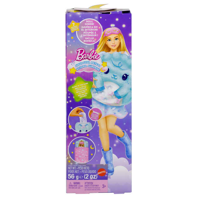 Barbie Party Unboxed Sleepover Reveal Series Blue Pajama Doll & Accessories With 7 Surprises